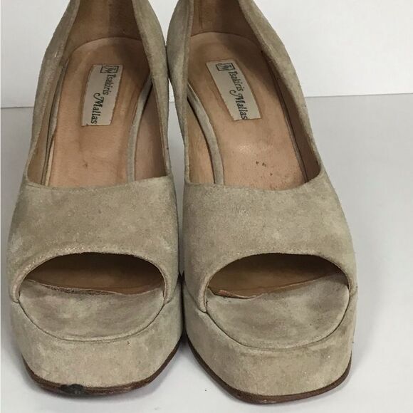 Women Suede Platform Peep Toe Pumps Sz. 40/US9.5 Brown EUC Tsakiris Mallas - Picture 5 of 8